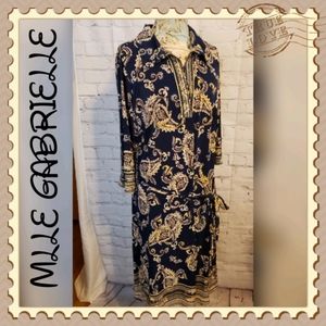 MLLE GABRIELLE NAVY GOLD DESIGN DRESS